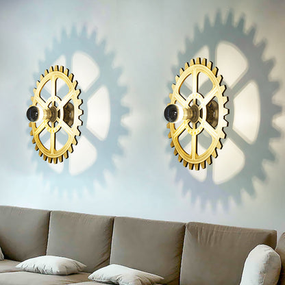Vivolux | Gear Wandleuchte Fixture Modern Novität Holz 1-Licht Parlor Wandmontierte Lampe mit Exponiertem Glühbirnen Design