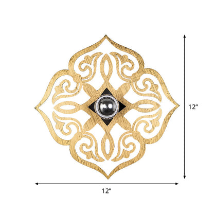 Vivolux | Papier Schnitt Blume Holz Wand Licht Nordic 1 Kopf Beige Wandleuchte für Flur