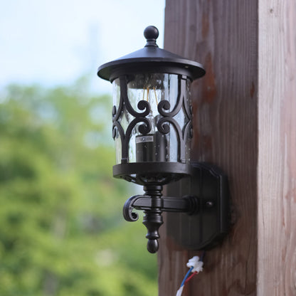 Vivolux | 1-Licht Wandverlichting Klassieke Lantaarn Duidelijk Bubble/Kraakglas Wandlamp in Donker Koffie voor Binnenplaats