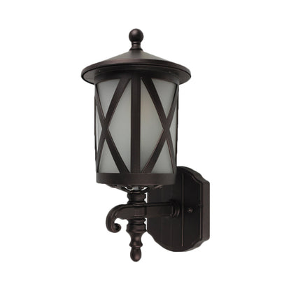 Vivolux | Schwarze X-Cage Wandlicht Vorrichtung Landhausstil Opalglas 1 Kopf Yard Wandmontiertes Licht