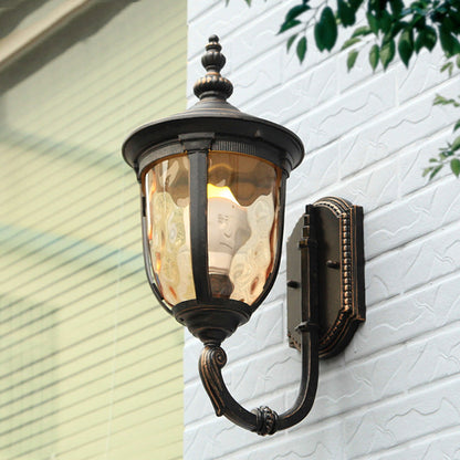 Vivolux | 1 Licht Wandgemonteerde Lamp Traditionele Urn Schaduw Amber Water Glas Wandlamp in Zwart