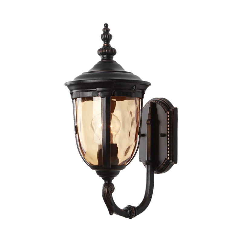 Vivolux | 1 Licht Wandgemonteerde Lamp Traditionele Urn Schaduw Amber Water Glas Wandlamp in Zwart