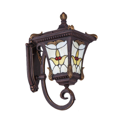 Vivolux | Bronze/Rostrot Geschwungene Arm Wandmontierte Leuchte Land Metall 1 Licht Innenhof Wandfluter Beleuchtung mit Blumenmuster