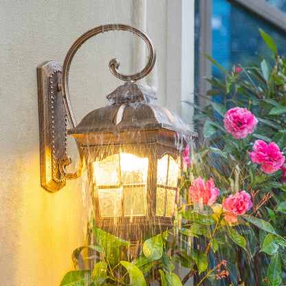 Vivolux | Lantern Yard Wandmontageverlichting Klassiek Duidelijk Golvend Glas 1-Lichts Bronzen Wandlamp Licht