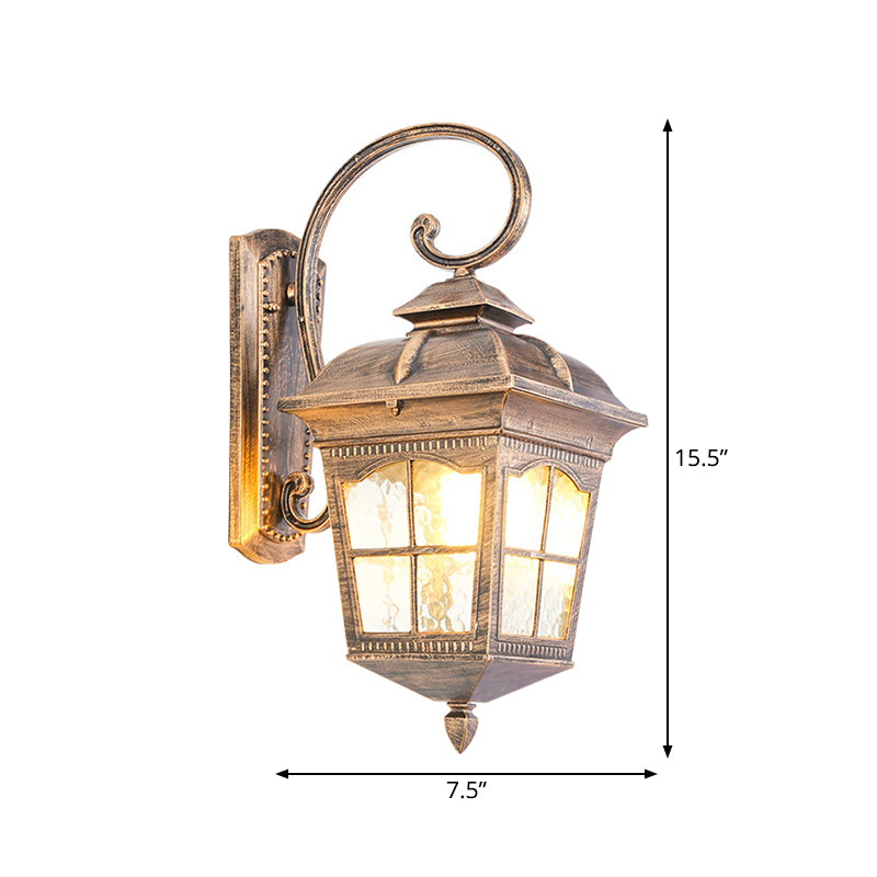 Vivolux | Lantern Yard Wandmontageverlichting Klassiek Duidelijk Golvend Glas 1-Lichts Bronzen Wandlamp Licht