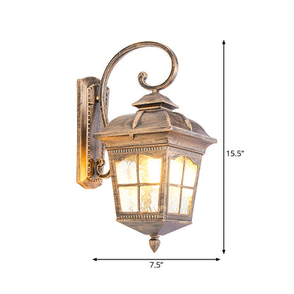 Vivolux | Lantern Yard Wandmontageverlichting Klassiek Duidelijk Golvend Glas 1-Lichts Bronzen Wandlamp Licht