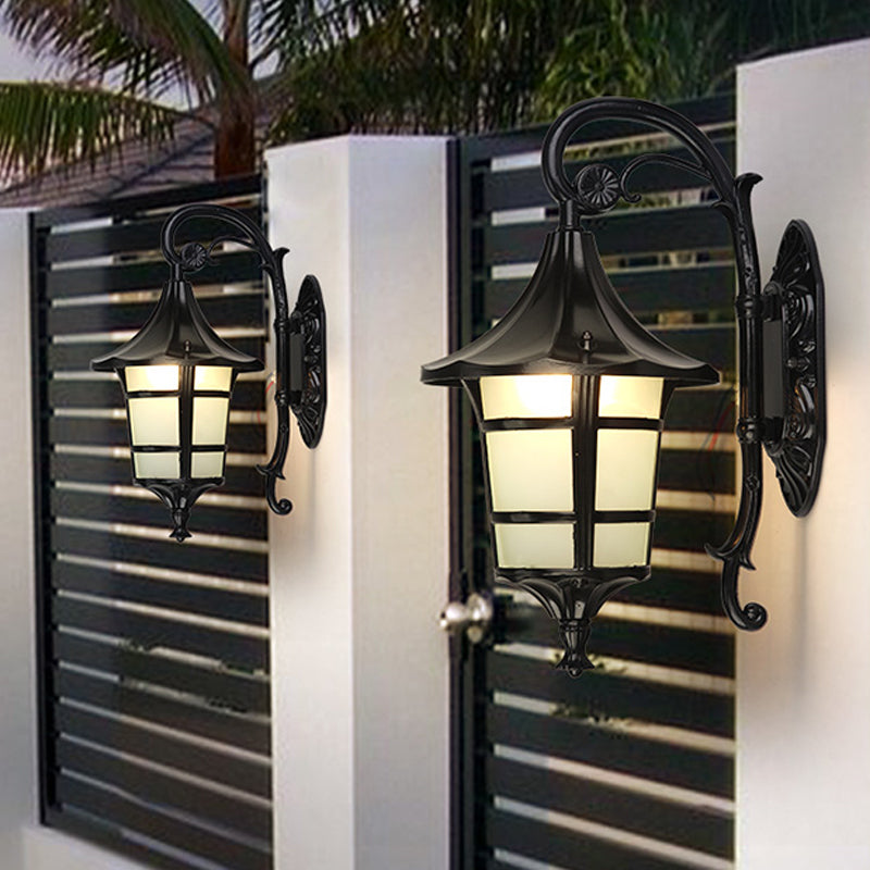 Vivolux | Metaal Zwart/Koffie/Bronze Wandlamp S-vormige Arm 1 Licht Lodge Stijl Wandlamp met Witte Glazen Schaduw