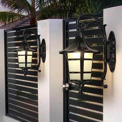 Vivolux | Metaal Zwart/Koffie/Bronze Wandlamp S-vormige Arm 1 Licht Lodge Stijl Wandlamp met Witte Glazen Schaduw