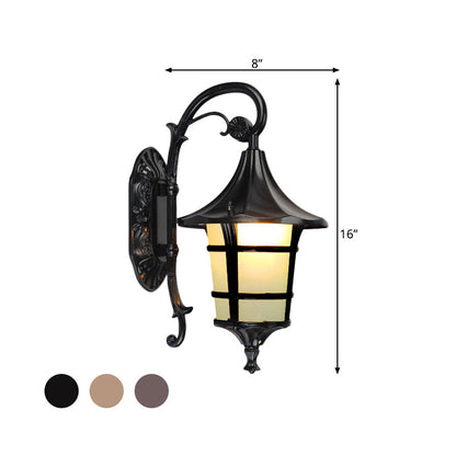 Vivolux | Metaal Zwart/Koffie/Bronze Wandlamp S-vormige Arm 1 Licht Lodge Stijl Wandlamp met Witte Glazen Schaduw