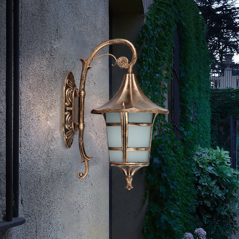 Vivolux | Metaal Zwart/Koffie/Bronze Wandlamp S-vormige Arm 1 Licht Lodge Stijl Wandlamp met Witte Glazen Schaduw