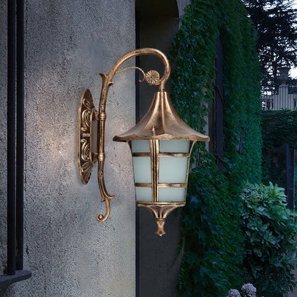 Vivolux | Metaal Zwart/Koffie/Bronze Wandlamp S-vormige Arm 1 Licht Lodge Stijl Wandlamp met Witte Glazen Schaduw