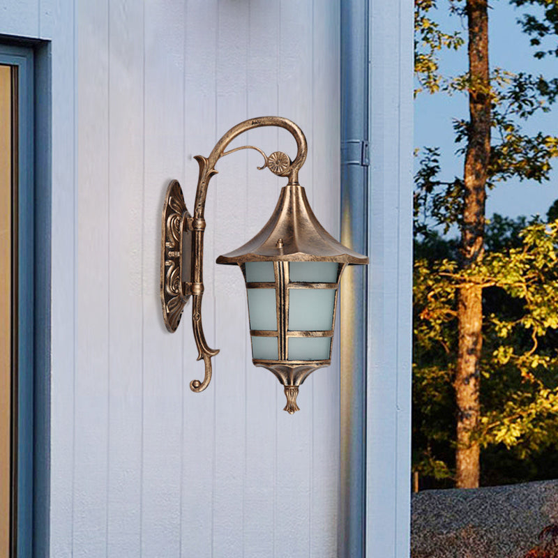 Vivolux | Metaal Zwart/Koffie/Bronze Wandlamp S-vormige Arm 1 Licht Lodge Stijl Wandlamp met Witte Glazen Schaduw