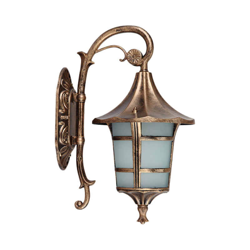 Vivolux | Metaal Zwart/Koffie/Bronze Wandlamp S-vormige Arm 1 Licht Lodge Stijl Wandlamp met Witte Glazen Schaduw