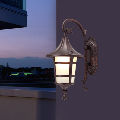 Vivolux | Metaal Zwart/Koffie/Bronze Wandlamp S-vormige Arm 1 Licht Lodge Stijl Wandlamp met Witte Glazen Schaduw