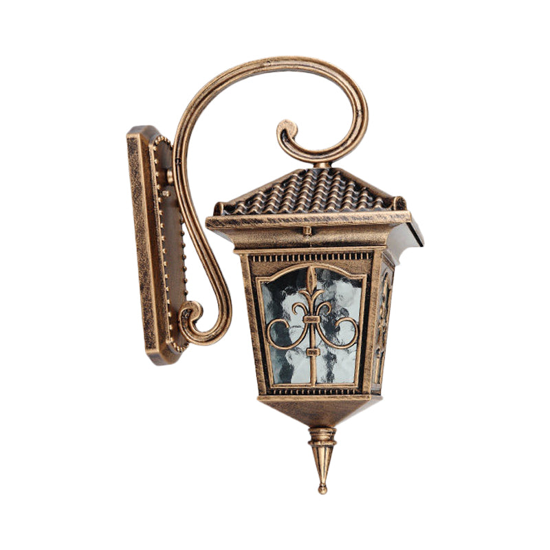 Vivolux | Vintage Pavilion Wandleuchte 1-Licht Klar Wasserglas Wandleuchte in Schwarz/Bronze mit Gebogenem Arm