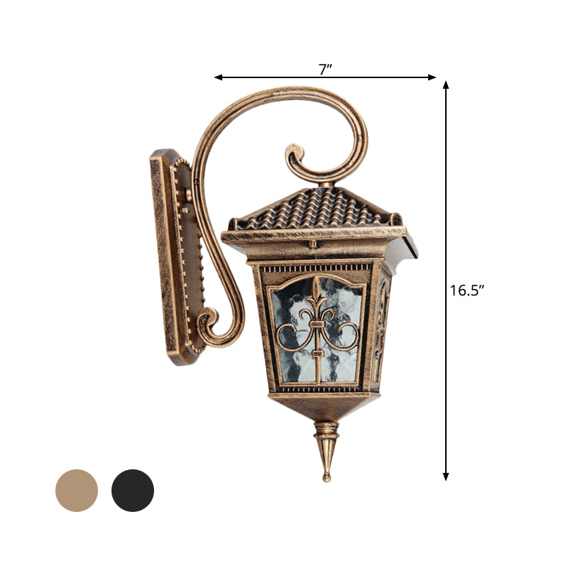 Vivolux | Vintage Pavilion Wandleuchte 1-Licht Klar Wasserglas Wandleuchte in Schwarz/Bronze mit Gebogenem Arm