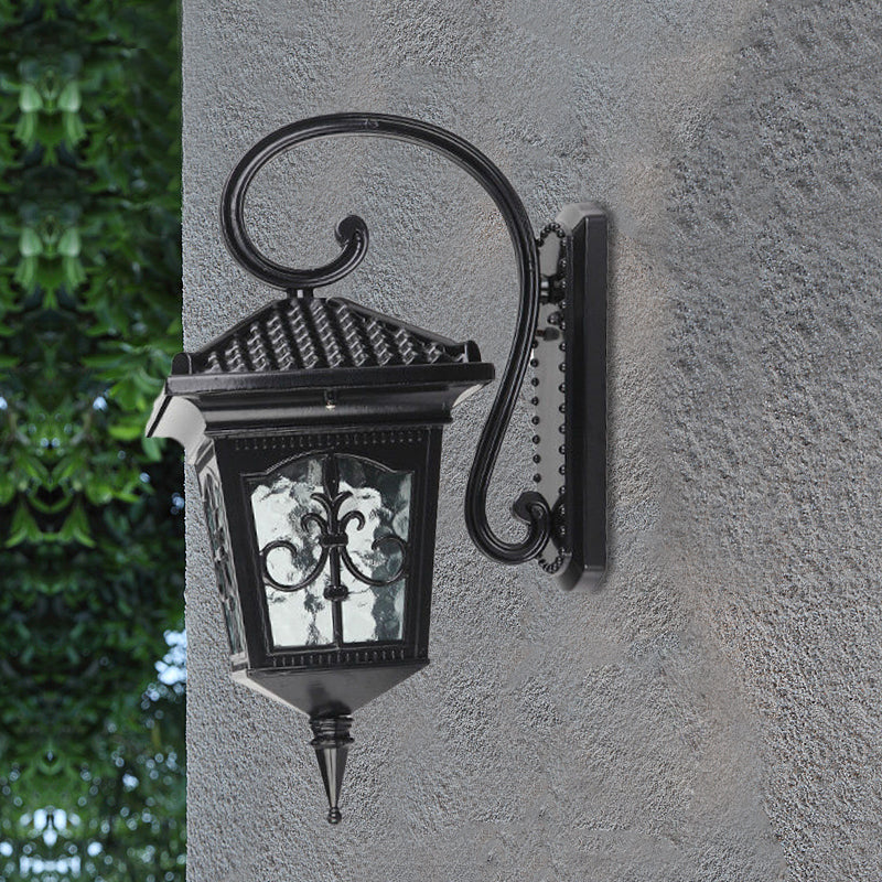 Vivolux | Vintage Pavilion Wandleuchte 1-Licht Klar Wasserglas Wandleuchte in Schwarz/Bronze mit Gebogenem Arm
