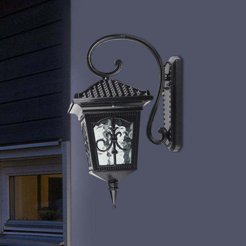 Vivolux | Vintage Pavilion Wandleuchte 1-Licht Klar Wasserglas Wandleuchte in Schwarz/Bronze mit Gebogenem Arm