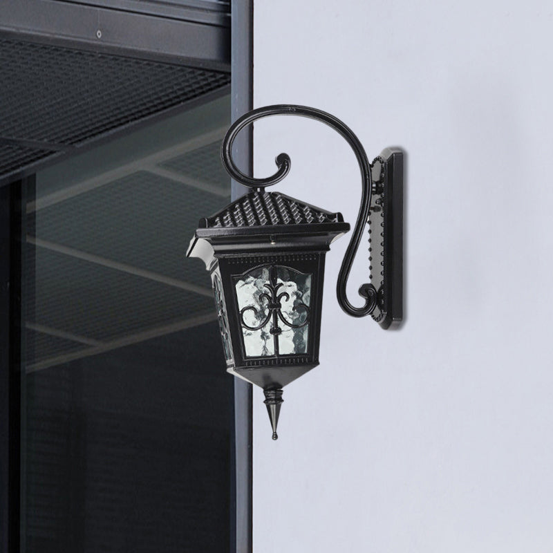 Vivolux | Vintage Pavilion Wandleuchte 1-Licht Klar Wasserglas Wandleuchte in Schwarz/Bronze mit Gebogenem Arm