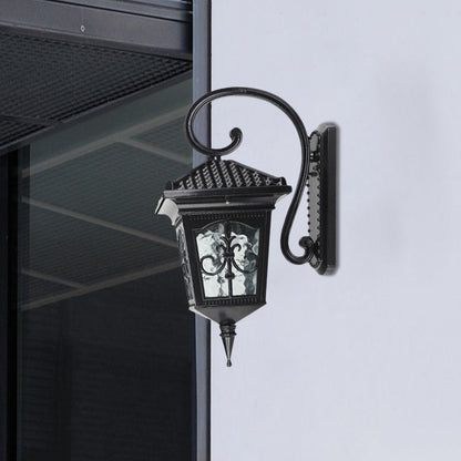 Vivolux | Vintage Pavilion Wandleuchte 1-Licht Klar Wasserglas Wandleuchte in Schwarz/Bronze mit Gebogenem Arm