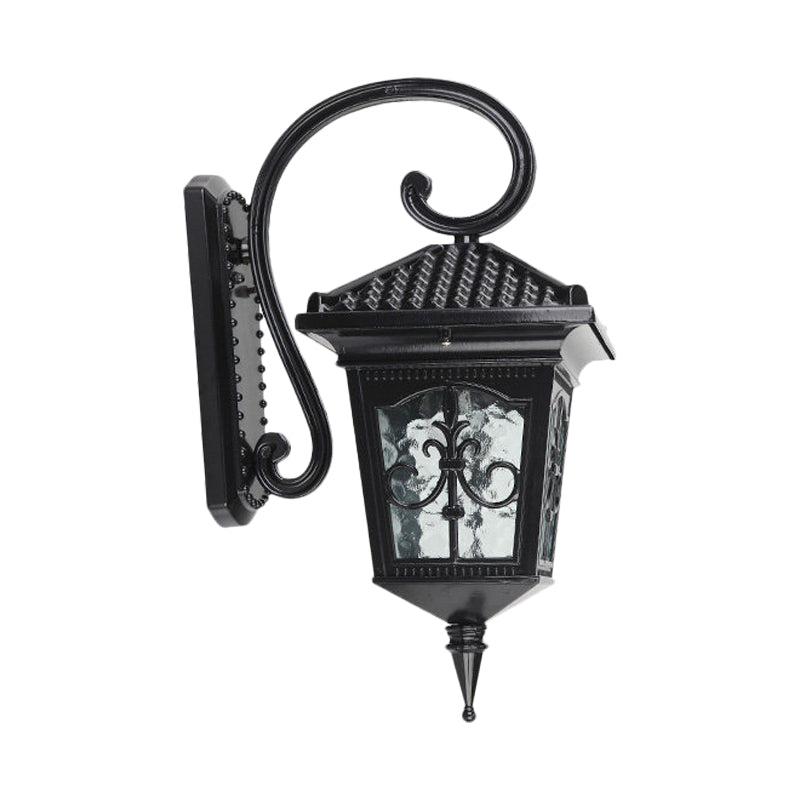 Vivolux | Vintage Pavilion Wandleuchte 1-Licht Klar Wasserglas Wandleuchte in Schwarz/Bronze mit Gebogenem Arm