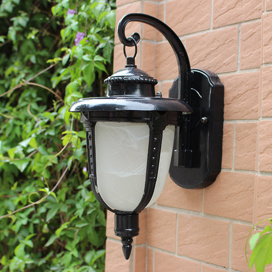 Vivolux | Urn-förmige Frosted Glass Wandlamp Land 1 Licht Außen Wand Hängeleuchte in Schwarz/Gold/Bronze