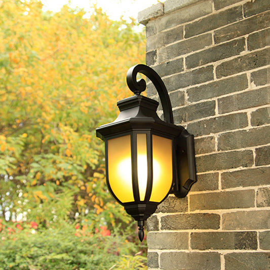 Vivolux | Tan Glass Zwarte Wandlamp Urn Shade 1-Lichts Traditionele Stijl Wandmontage Verlichtingsarmatuur