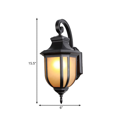 Vivolux | Tan Glass Zwarte Wandlamp Urn Shade 1-Lichts Traditionele Stijl Wandmontage Verlichtingsarmatuur