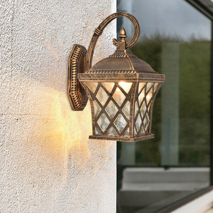 Vivolux | 1 Glühbirne Vogelkäfig Wandbeleuchtung Ideen Rustikaler Bronze-Finish Klare Wellen-Glas Wandmontierte Lampe