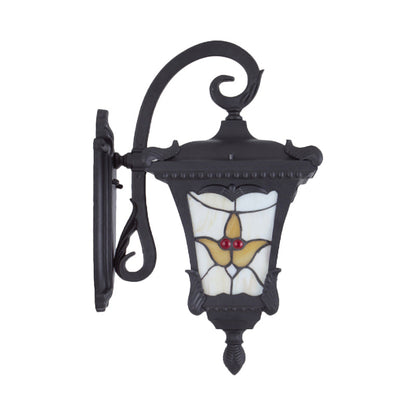 Vivolux | Schwarze Laterne Wandlampe Vintage Metallic 1-Birne Patio Blumenmuster Wandmontage Lichtarmatur