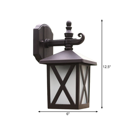 Vivolux | 1-Head Frosted Glass Wandlamp Verlichting Traditionele Donker Koffie Lantaarn Buiten Wandlamp Fixture