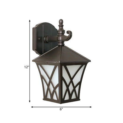 Vivolux | 1-Head Frosted Glass Wandlamp Verlichting Traditionele Donker Koffie Lantaarn Buiten Wandlamp Fixture