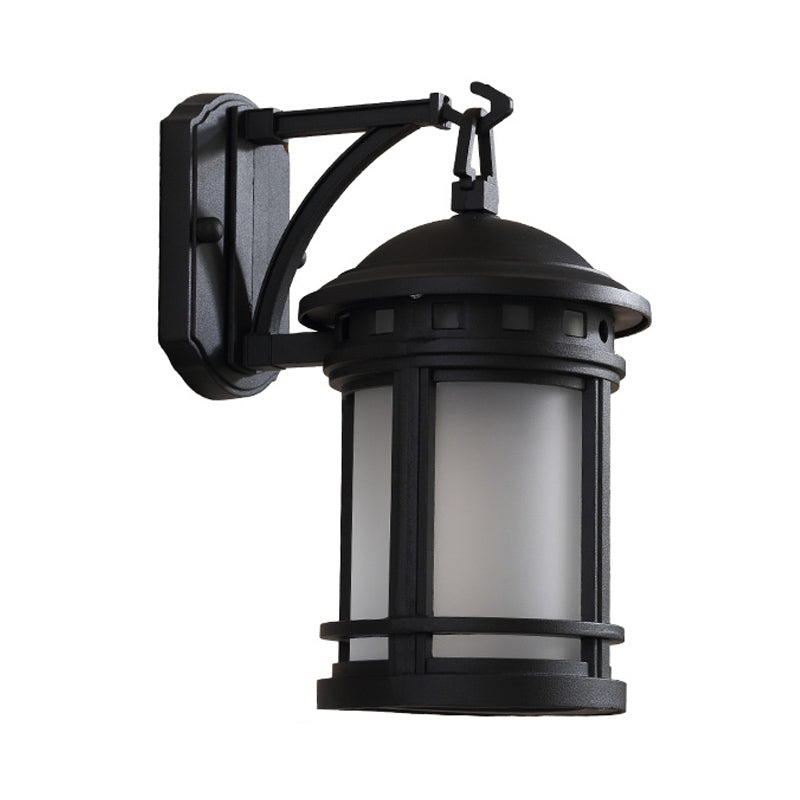 Vivolux | Zwart/Koffie 1 Lamp Wandgemonteerde Verlichting Landelijk Witte Glazen Cilinder Wandlamp voor Binnenplaats