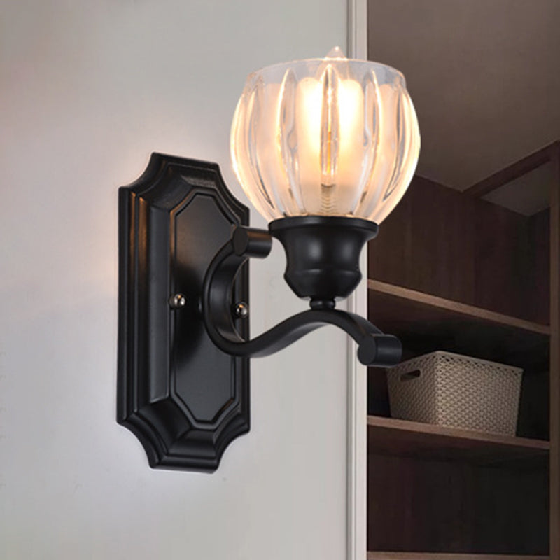 Vivolux | Globe Woonkamer Wandlamp Vintage Ijsglazuur 1-Licht Zwarte Wandgemonteerde Verlichtingsarmatuur