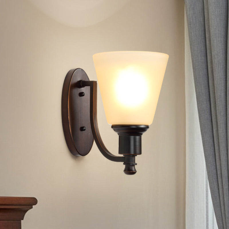 Vivolux | Kegelvormige Melkglas Wandverlichting Vintage 1 Hoofd Woonkamer Wandlamp Lichtarmatuur in Zwart