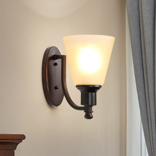 Vivolux | Kegelvormige Melkglas Wandverlichting Vintage 1 Hoofd Woonkamer Wandlamp Lichtarmatuur in Zwart