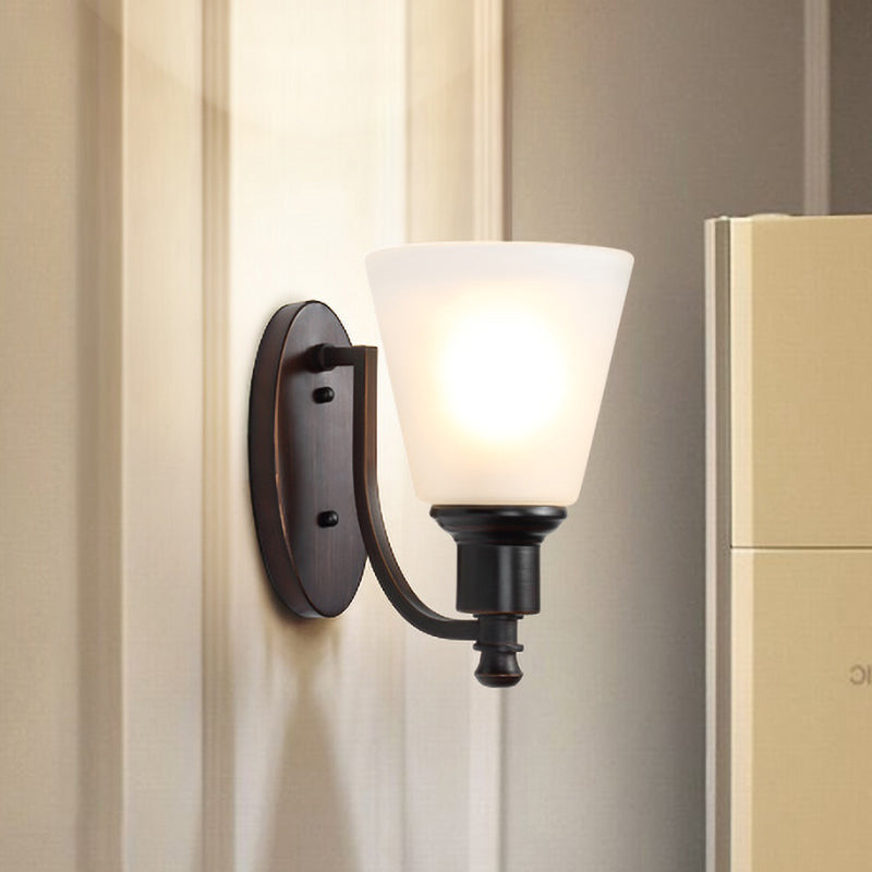 Vivolux | Kegelvormige Melkglas Wandverlichting Vintage 1 Hoofd Woonkamer Wandlamp Lichtarmatuur in Zwart
