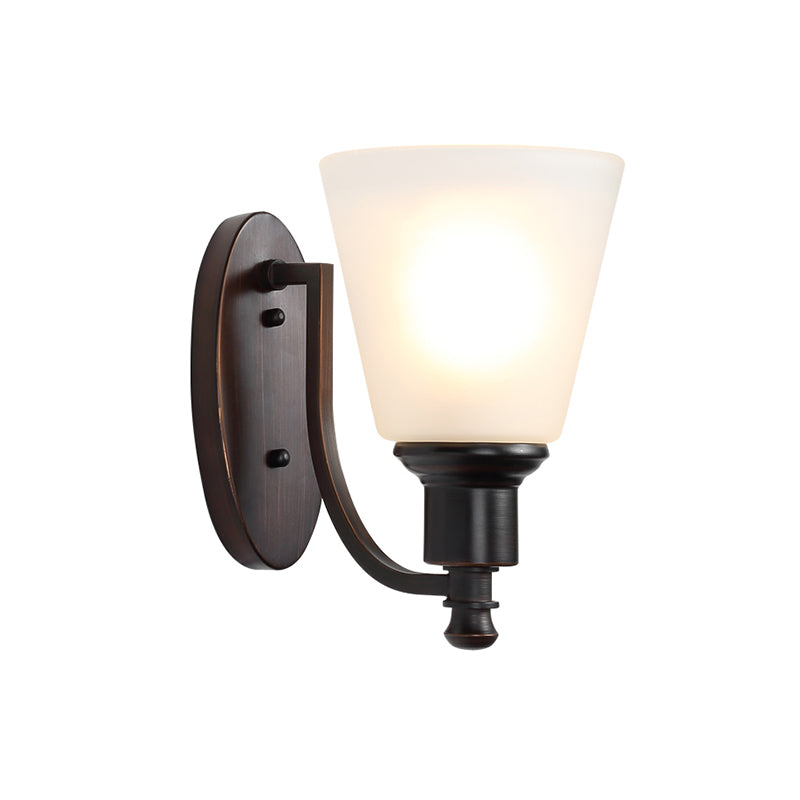 Vivolux | Kegelvormige Melkglas Wandverlichting Vintage 1 Hoofd Woonkamer Wandlamp Lichtarmatuur in Zwart