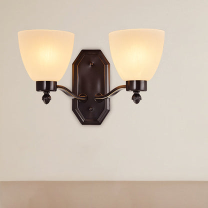 Vivolux | Bud Wohnzimmer Wandleuchte Traditionelles Ivory-Glas 1/2-Glühbirne Schwarze Wandleuchte Beleuchtung Fixture