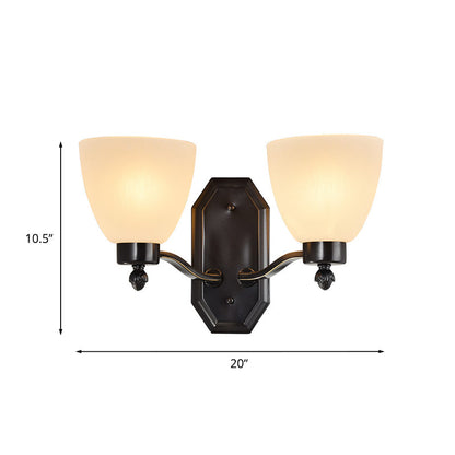 Vivolux | Bud Wohnzimmer Wandleuchte Traditionelles Ivory-Glas 1/2-Glühbirne Schwarze Wandleuchte Beleuchtung Fixture