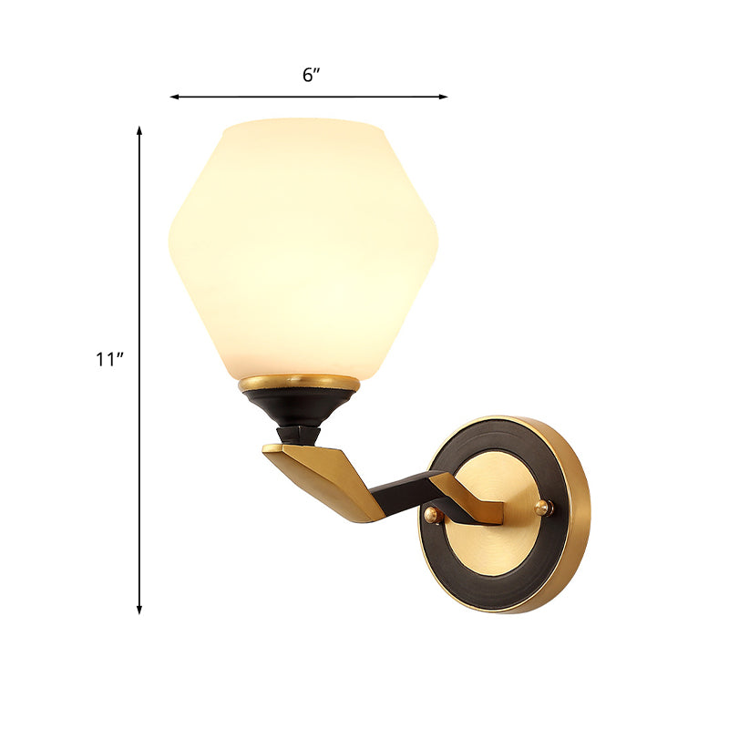 Vivolux | 1/2-Bulb Hexagon Wandlamp Classic Zwart en Goud Gemaakt van Frosted Glas Wandverlichting Fixture