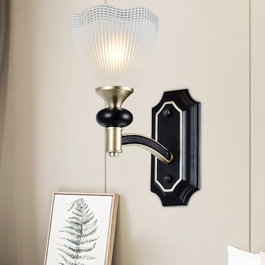 Vivolux | Traditionalism Blüten Wandlicht 1/2-Lampen Prismen Weiß Glas Wand Sconces Lampe in Schwarz
