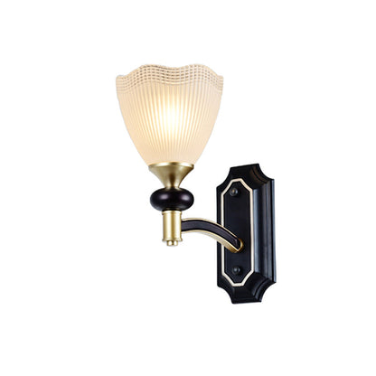 Vivolux | Traditionalism Blüten Wandlicht 1/2-Lampen Prismen Weiß Glas Wand Sconces Lampe in Schwarz