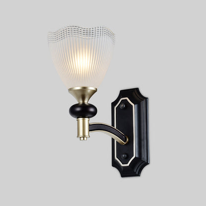 Vivolux | Traditionalism Blüten Wandlicht 1/2-Lampen Prismen Weiß Glas Wand Sconces Lampe in Schwarz
