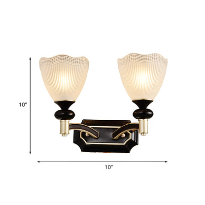 Vivolux | Traditionalism Blüten Wandlicht 1/2-Lampen Prismen Weiß Glas Wand Sconces Lampe in Schwarz