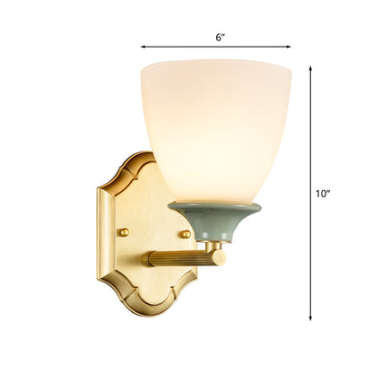 Vivolux | Crème Glazen Gouden Wandlamp Bud 1 Peertje Traditionele Wandverlichting met Rechte Arm