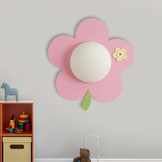 Vivolux | Blumen Wandlicht Wandleuchte Cartoon Holz 1-Licht Rosa Finish LED Wandmontage Lampenbefestigung