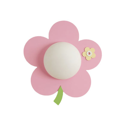 Vivolux | Blumen Wandlicht Wandleuchte Cartoon Holz 1-Licht Rosa Finish LED Wandmontage Lampenbefestigung