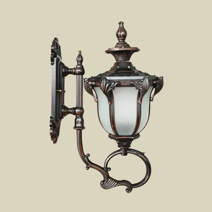 Vivolux | Scrolling Am Metall Wandlampe Rustikal 1 Glühbirne Außenwandleuchte mit Opalglas-Schirm in Messing/Kaffee