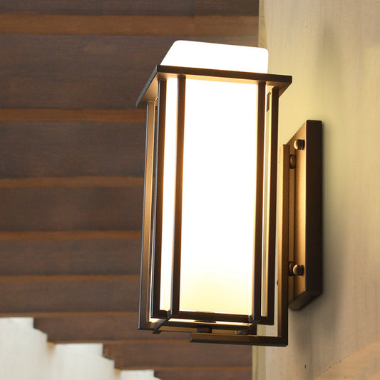 Vivolux | Schwarz 1 Glühbirne Wandmontierte Lampe Vintage Gefrostetes Glas Rechteck Wandbeleuchtung Ideen mit Metallrahmen